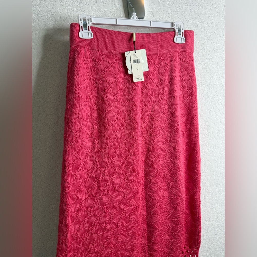 NWT Anthropologie Peixoto Leni Knit Midi Skirt Pink Sz Large - Picture 6 of 11